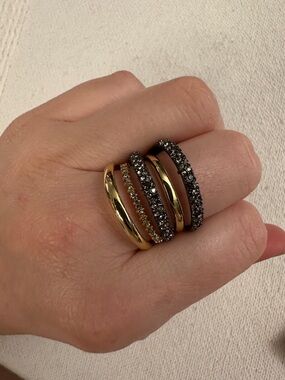 Alexis Bittar NWT Pavé Orbit Crystal-Encrusted Layered Ring Size 8